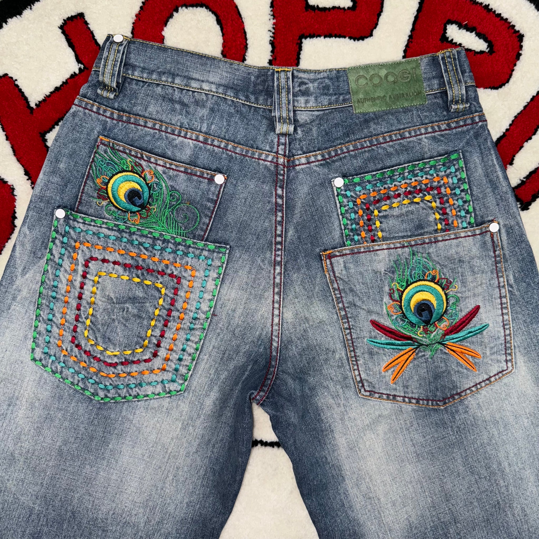 COOGI “Peacock” Denim Shorts Size 32