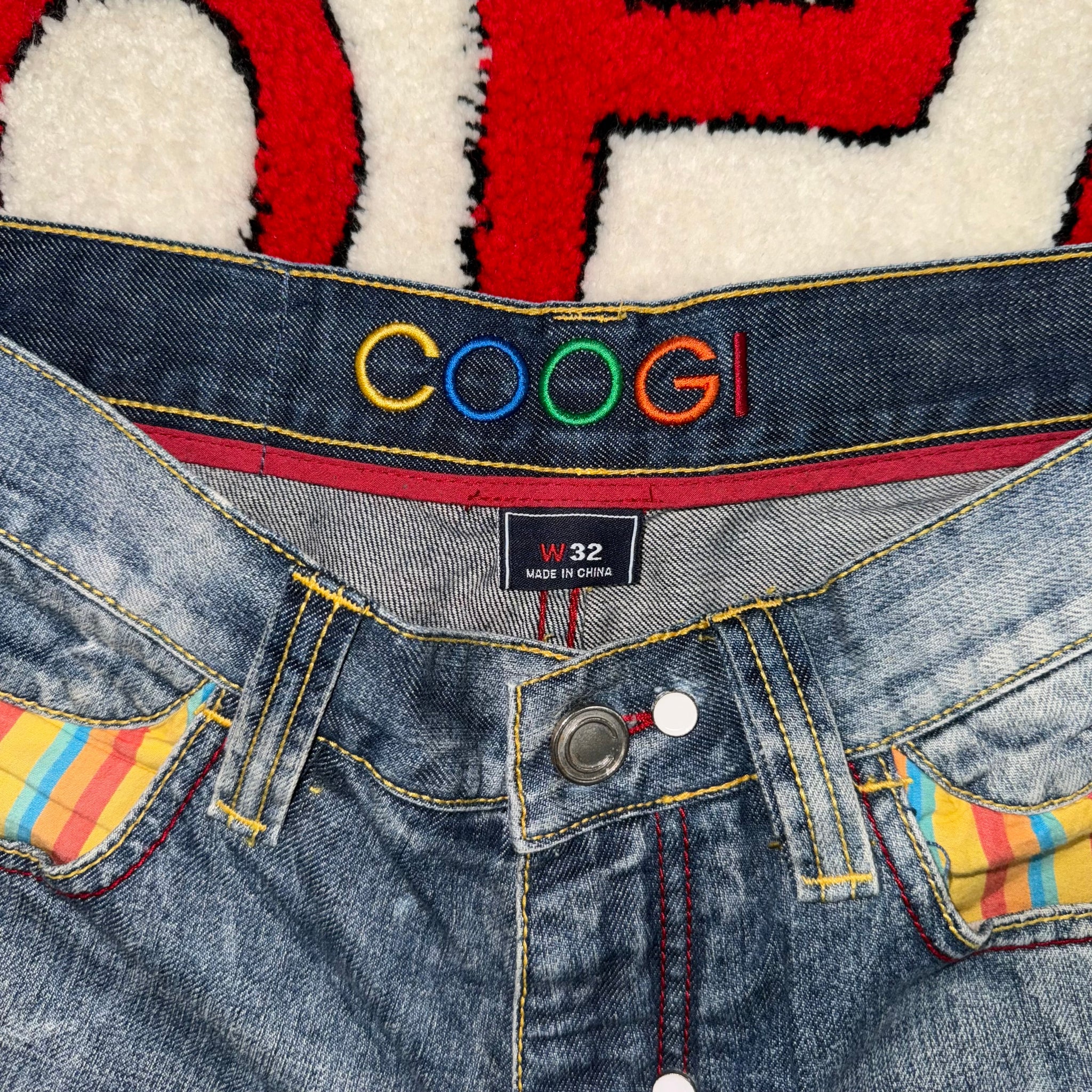 COOGI “Peacock” Denim Shorts Size 32