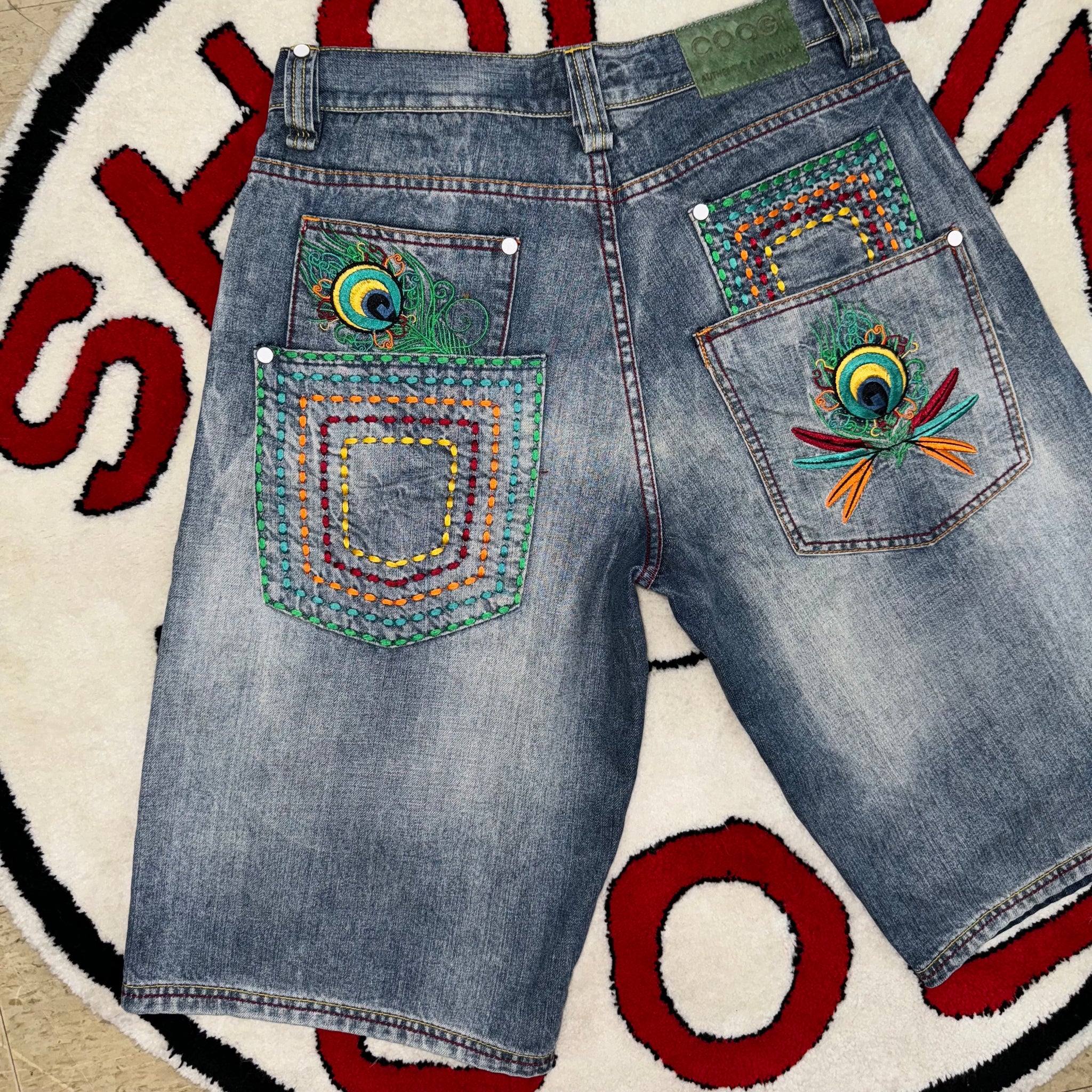 COOGI “Peacock” Denim Shorts Size 32