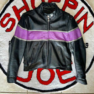 UNIK Black & Purple Women’s Leather Motorcycle Jacket Size Medium